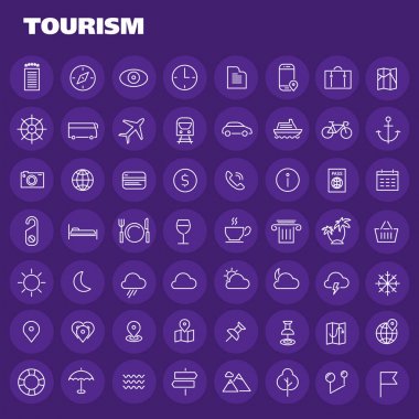 Moda büyük turizm ve seyahat ikonları koleksiyonu