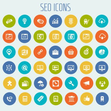 Moda düz tasarım büyük SEO simgeleri seti