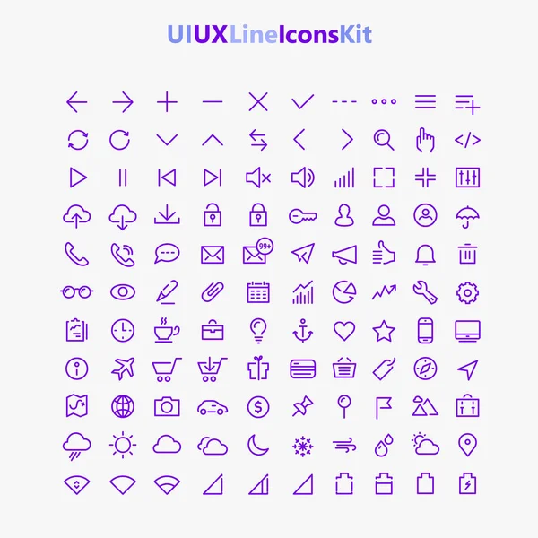 110 Gran Colección Iconos Línea Negrita Para Interfaces Móviles — Vector de stock