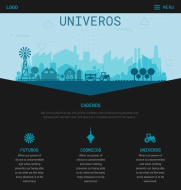 Siyah ve mavi şablon sayfa web sitesi başlatılması ve apps /