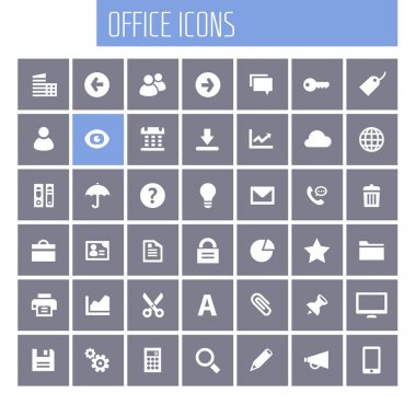 Beyaz arkaplanda ofis simgeleri