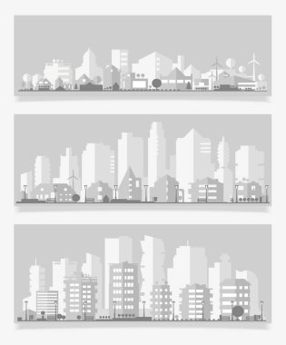 Beyaz zemin üzerine ekolojik şehirler