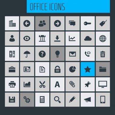 Gri arka plan üzerinde Office simgeleri ayarla