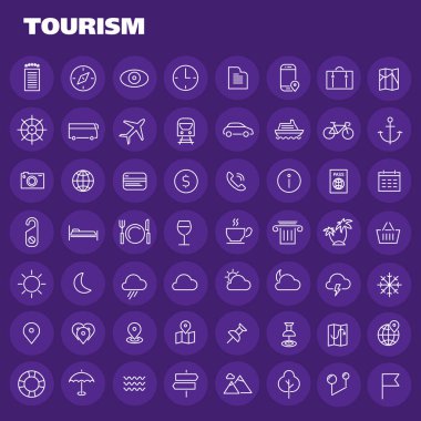 Turizm ayarla ve simgeler koleksiyonu seyahat