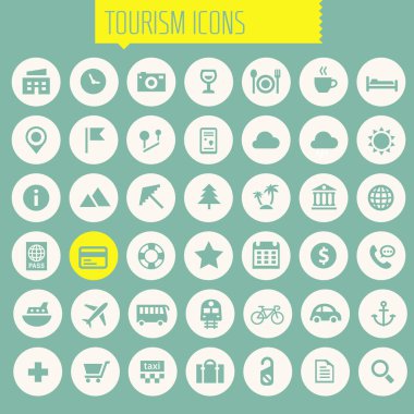 Yuvarlak düğmeleri üzerinde turizm yeşil Simgeler koleksiyon kümesi