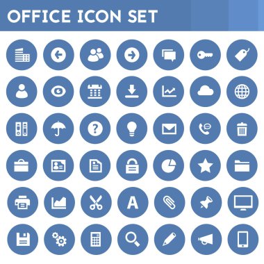 Beyaz arkaplanda ofis simgeleri