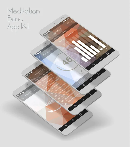 Шаблон Мобильного Приложения Медитации Контроля Настроения — стоковый вектор