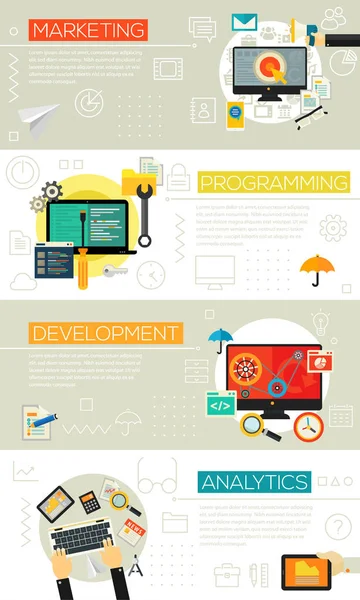 Banner Con Conceptos Programación Analítica Marketing Desarrollo — Archivo Imágenes Vectoriales