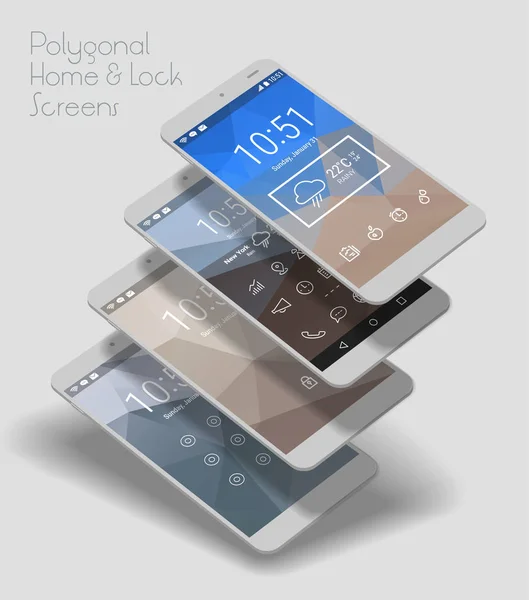 Lockscreen mobile UI mock up — Stock Vector