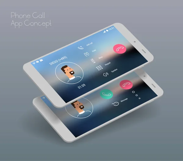 Modelos Chamadas Telefone App Com Fundos Desfocados —  Vetores de Stock