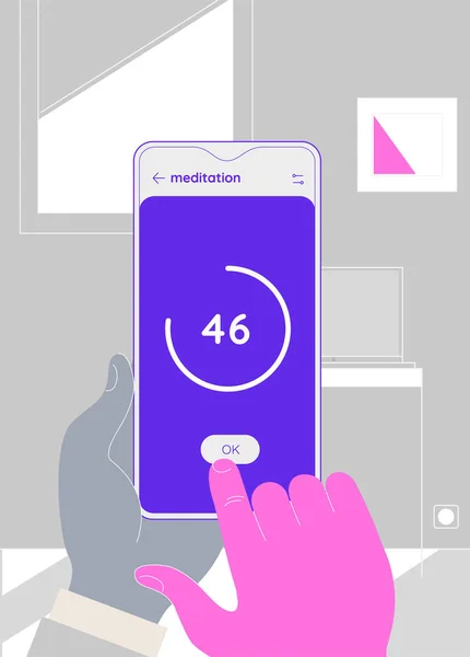 Trendy Responsive Meditation Relax Mood Control Smartphone Mockups — Stock Vector