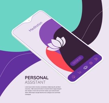 Trendy duyarlı Meditasyon ve Mood Ui 3d mockups ile