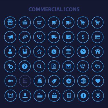 Büyük ticari simge seti, trendy düz simgeler