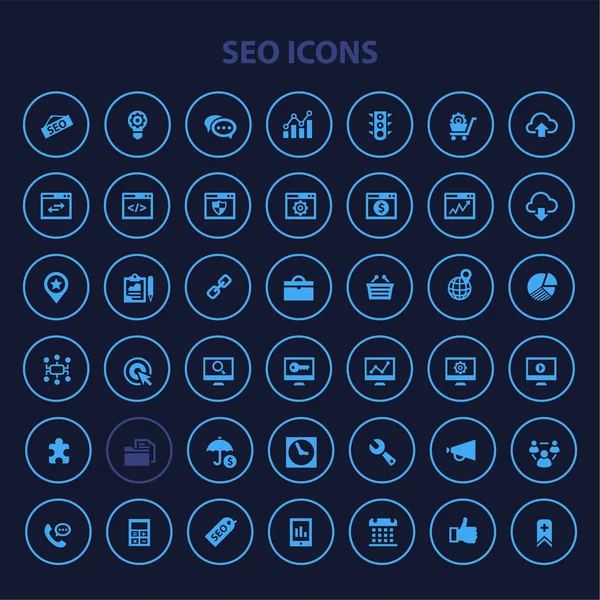 Gran conjunto de iconos SEO, iconos planos de moda — Archivo Imágenes Vectoriales