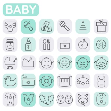 Moda satır simgeleri - Bebek Doldurma simgeleri koleksiyonu