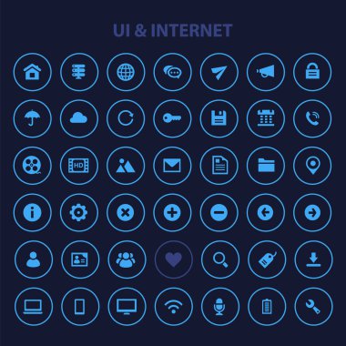 Moda düz tasarım büyük UI ve İnternet simgeleri seti