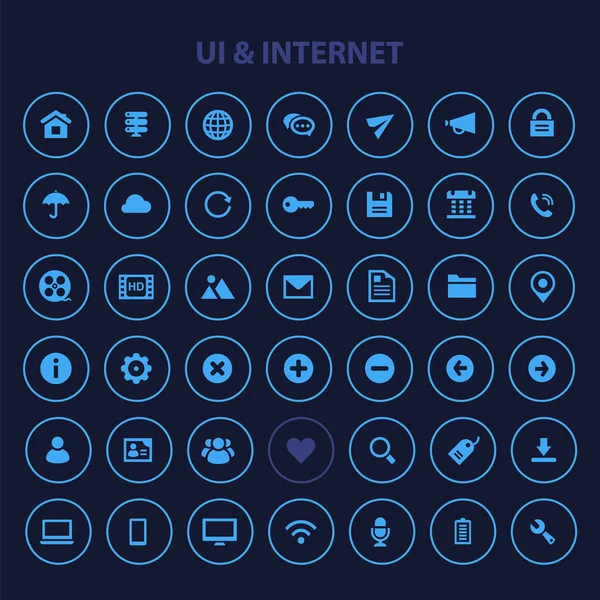 Trendy Platte Ontwerp Grote Internet Pictogrammen Set — Stockvector