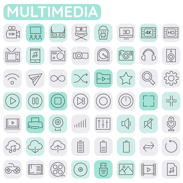 Moda düz tasarım büyük çokluortam simgeleri ayarlandı