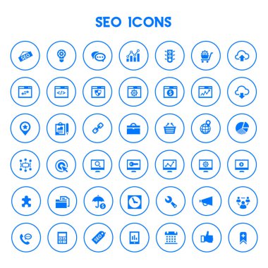 Moda düz tasarım büyük SEO simgeleri seti