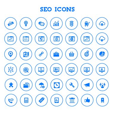 Moda düz tasarım büyük SEO simgeleri seti