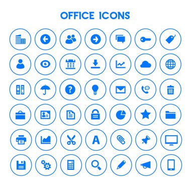 Moda düz tasarım büyük UI, UX ve Ofis simgeleri ayarlandı