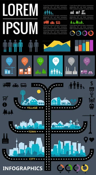 Infografías Abstractas Del Paisaje Urbano Con Estilo Colección Elementos Infográficos — Vector de stock