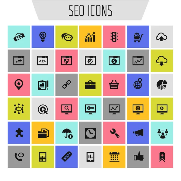 Conjunto Iconos Diseño Plano Moda Grandes Seo — Archivo Imágenes Vectoriales