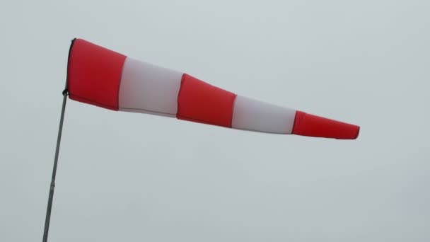 Red and white Airport Windsock — Stock Video