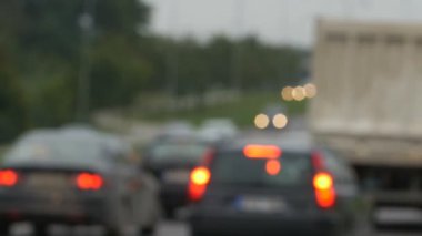 Trafik sıkışıklığı Litvanya, bulanık sahne üzerinde odaklanmamış görünümü.