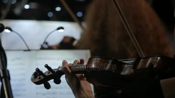 Primer plano del músico tocando el violín, música clásica — Vídeo de stock