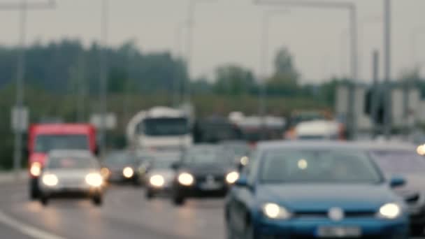 Vue dégagée sur les embouteillages en Lituanie, Scène floue .