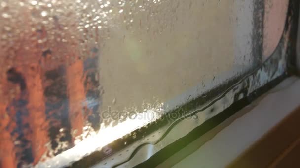 Deslizante de vidro dewy — Vídeo de Stock