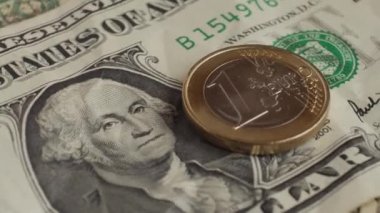 Euro para ve ABD Doları banknot arka plan. Ekonomi kavramı.