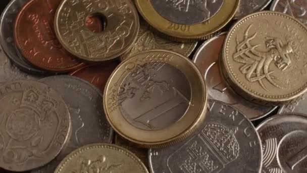 Coins of different countries — Stock Video