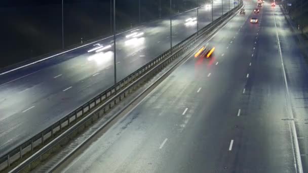 Long Exposure Time Lapse of Night Traffic in Vilnius, Lithuania. — Stock Video