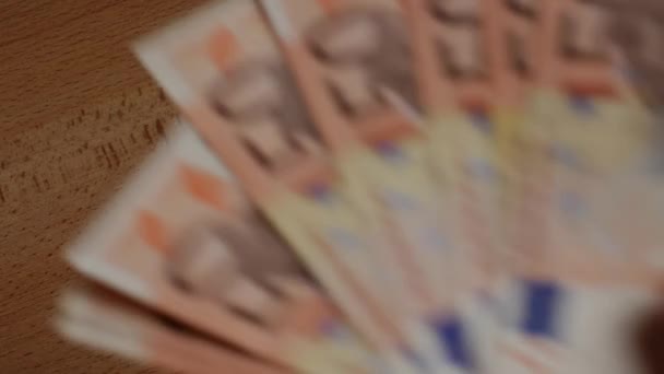 Montón de billetes en euros de papel — Vídeos de Stock