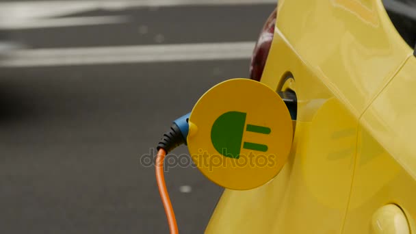 Close up of an Electric Vehicles charge port. — Stock Video