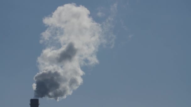Забруднення повітря димом, що виходить з заводських димоходів . — стокове відео
