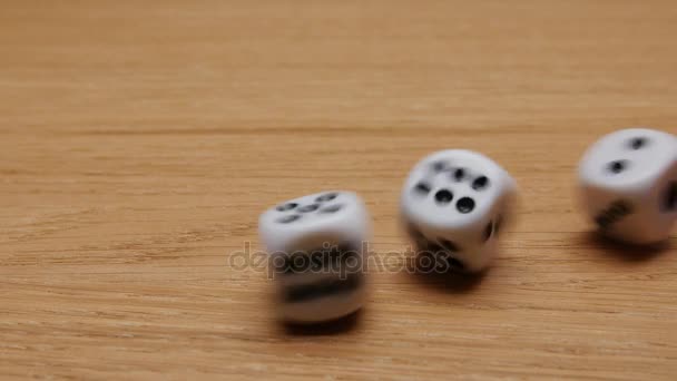 Dice rolling on the table. Close-up. — Stock Video