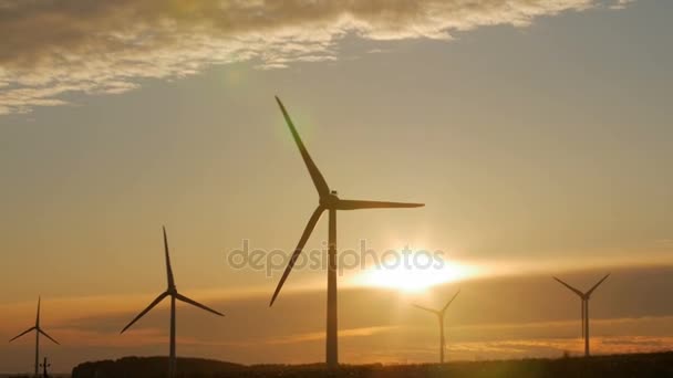 Conduire par le parc éolien dans la soirée . — Video