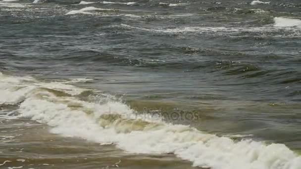 Bastante chocante ondas do mar e sol — Vídeo de Stock