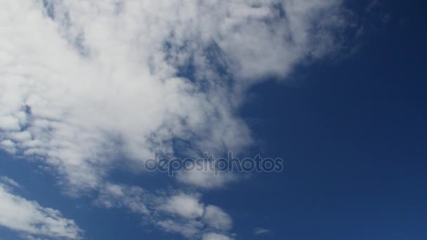 Time lapse clip van witte pluizige wolken boven de blauwe hemel — Stockvideo