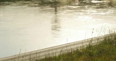 Zevk çalıştırmak bir sabah. Nehir kıyısı koşan adam.