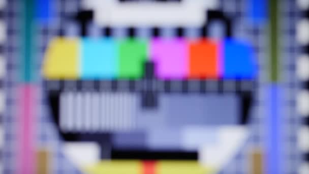 Televizní signál barevné pruhy statický šum — Stock video