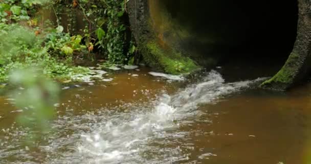 Construir canales de drenaje de tubería de hormigón cemento drenar el flujo de fluido — Vídeo de stock