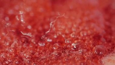 Kızılcık Reçeli yakın çekim kaynama pişirme eve.