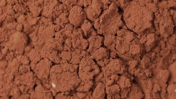 Tiro macro giratorio de polvo de cacao . — Vídeo de stock