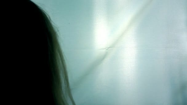 Gek vrouwelijke moordenaar neersteken slachtoffer meerdere malen bloed-koelen horror scène — Stockvideo