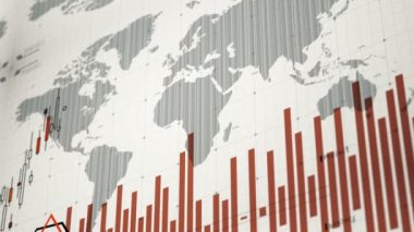 Borsa kazasında ekranında, dizinler aşağı, GSYİH azalma, mali kriz