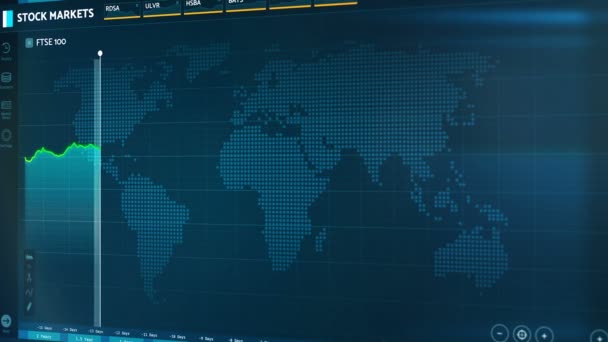 Queda da bolsa de valores de Londres, FTSE 100 queda do índice, crise financeira — Vídeo de Stock